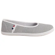 Baleriny - McKey Tekstylne Baleriny W Paski białe czarne - ButyModne - miniaturka - grafika 1