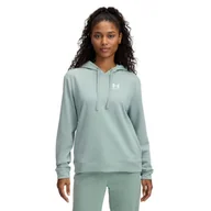 Bluzy damskie - Damska bluza dresowa nierozpinana z kapturem Under Armour UA Rival Terry Hoodie - zielona - UNDER ARMOUR - miniaturka - grafika 1