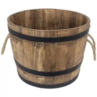 Donice - Duża drewniana doniczka 50x40. Donica z drewna olcha z metalowymi obręczami. Do salonu lub na taras. - miniaturka - grafika 1