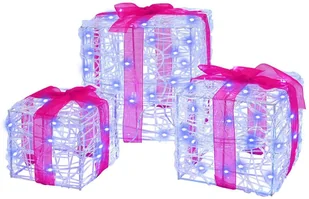 vidaXL Pudełko Prezentowe 3 pcs Niebieski 20 x 20 x 20 cm Akryl - Ozdoby bożonarodzeniowe - miniaturka - grafika 1