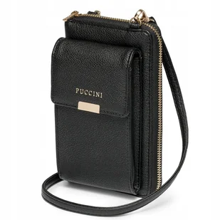 PUCCINI Torebka Damska z Miejscem Na Telefon i Karty Czarna BK1251015T-1 - Torebki damskie - miniaturka - grafika 1