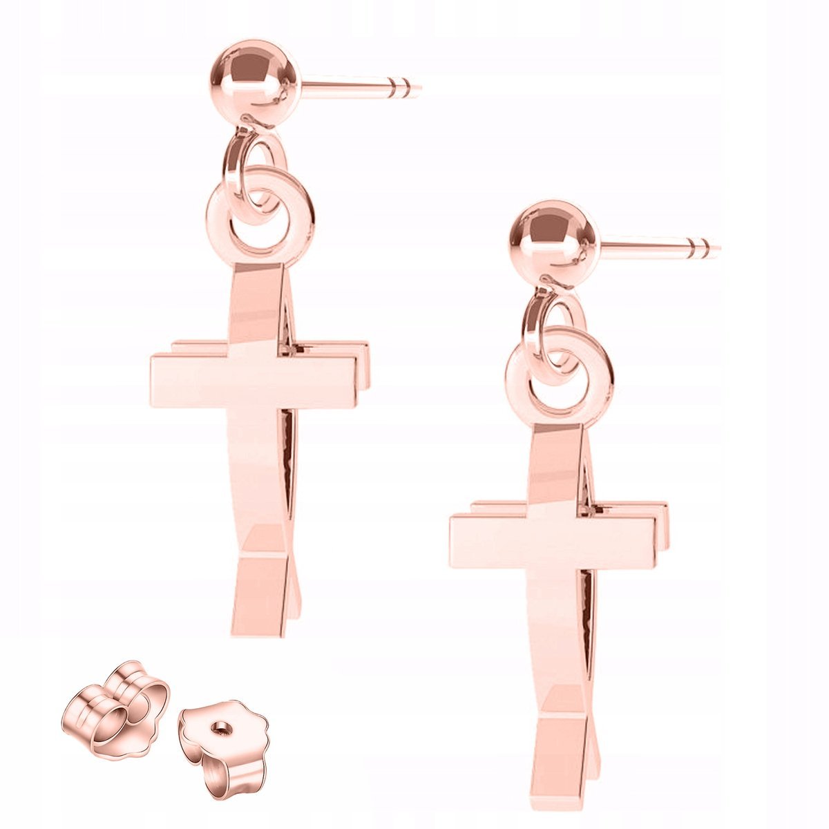 Kolczyki Pozłacane Krzyże Rybki Cross Krzyżyki Ryby Cross Krzyż SREBRO 925