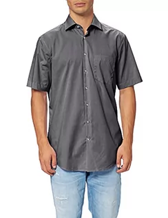 Koszule męskie - Seidensticker Męska koszula biznesowa - Regular Fit - nie wymaga prasowania - kołnierz Kent - krótki rękaw - 100% bawełna, szary (szary 67), 38 - grafika 1
