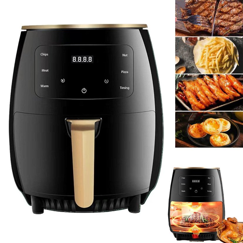 Frytkownica Beztłuszczowa Zdrowa Frytownica 6L, Nie Potrzeba Oleju, Dla Rodziny-czarna 2400W