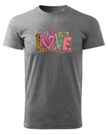 Koszulki i topy damskie - Koszulka na Walentynki Kolorowa Miłość Ciemnoszary M - miniaturka - grafika 1
