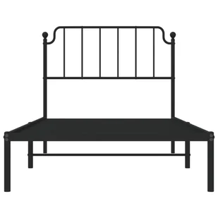 Metalowa rama łóżka z wezgłowiem, czarna, 100x200 cm Lumarko! - Łóżka - miniaturka - grafika 6