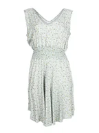 Sukienki - Sukienka damska letnia krótka szeroki ściągacz kwiaty zielona XL-XXL - miniaturka - grafika 1