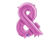 Balony i akcesoria - Balon foliowy fuksjowy znak & - 66 cm - 1 szt. - miniaturka - grafika 1