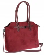 Torebki damskie - Torebka damska zamsz kuferek elegancka do pracy włoska marka 2947 Bordowa - miniaturka - grafika 1