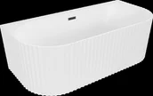 Wanny - Mexen Sella wanna wolnostojąca przyścienna ryflowana 170 x 80 cm, biała mat, przelew czarny - 52711708001-70 - miniaturka - grafika 1