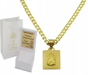 Biżuteria dla dzieci - ZŁOTY ŁAŃCUSZEK PANCERKA Z MEDALIKIEM NA CHRZEST KOMUNIE pr 585 GRAWER - miniaturka - grafika 1