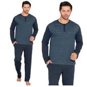 Piżamy damskie - PIŻAMA MĘSKA BAWEŁNIANA MORELLA DŁUGI RĘKAW+DŁUGIE SPODNIE KIESZENIE ELEGANCKA WYGODNA BAWEŁNA 100% 3XL - miniaturka - grafika 1