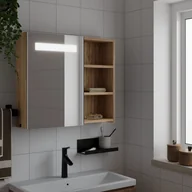 Szafki łazienkowe - vidaXL Szafka łazienkowa z lustrem i LED, kolor dębu, 60x13x52 cm - miniaturka - grafika 1