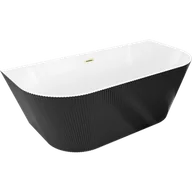 Wanny - Mexen Oris wanna wolnostojąca przyścienna ryflowana 150 x 75 cm, biała/czarna, przelew złoty szczotkowany - 52871507575-55 - miniaturka - grafika 1