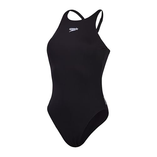 Speedo Damski strój kąpielowy End+ V Back (dłuższe ciało) Sportowy krój Swim Fitness, Czarny, 42/18