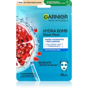 Garnier HYDRA BOMB Tissue Mask SUPER HYDRATING & REPULPING - Intensywnie nawilżająca maska do twarzy - Granat & Kwas Hialuronowy - Maseczki do twarzy - miniaturka - grafika 1