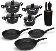 Zestawy garnków i patelni - Zestaw garnków, patelni, noży w bloku 17 el. Forte Zwieger - miniaturka - grafika 1