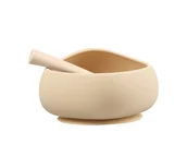 Miseczki i talerzyki dla dzieci - Mombella Miseczka z Przyssawką i Łyżeczka Light Brown - miniaturka - grafika 1