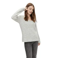 Swetry damskie - Sweter damski Pieces Ellen Ls V-Neck Knit szary miękki klasyczny-S - miniaturka - grafika 1