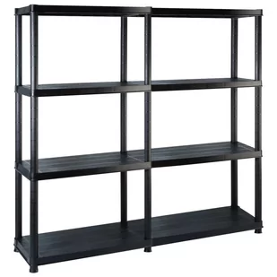 vidaXL Regał 4-poziomowy, czarny, 122x30,5x130 cm, plastikowy 3059851 - Szafy i regały magazynowe - miniaturka - grafika 1
