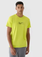 Koszulki męskie - T-shirt bawełniany regular z nadrukiem męski 4F 4FRAW24TTSHM2299-45S Zielony - miniaturka - grafika 1