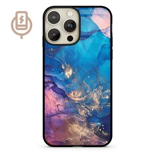 Niebieski marmur golden - iPhone 15 Pro MAX Etui szklane flexible indukcyjne - Etui i futerały do telefonów - miniaturka - grafika 1