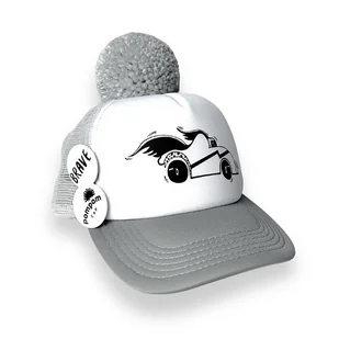 Szara czapka z daszkiem Pom Pom Cap Auto - Czapki dla dzieci - miniaturka - grafika 1