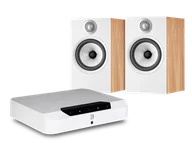 Zestawy stereo - Bluesound POWERNODE EDGE (biały) + 606 S2 Anniversary Edition (dąb) - miniaturka - grafika 1