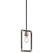 Lampy sufitowe - Elstead Lighting Industrialna LAMPA wisząca IMAHN KL/IMAHN/MP  KICHLER metalowa OPRAWA zwis mosiądz naturalny czarny - miniaturka - grafika 1