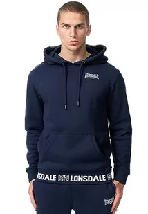 Lonsdale Męska bluza z kapturem Crosspatrick, granatowy/biały, 3XL, 117471 - Bluzy męskie - miniaturka - grafika 1