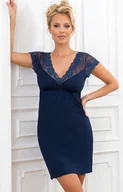 Piżamy damskie - Koszulka nocna elegancka z koronką granatowa Ismena, Kolor granatowy, Rozmiar S, Donna - Primodo.com - miniaturka - grafika 1