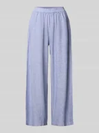 Spodnie damskie - Spodnie materiałowe z mieszanki lnu i wiskozy z elastycznym pasem - miniaturka - grafika 1