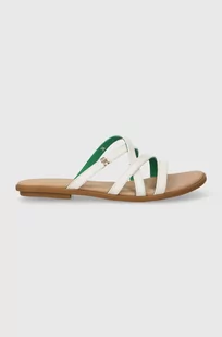 Tommy Hilfiger klapki skórzane TH STRAP FLAT SANDAL damskie kolor beżowy FW0FW08067 - Klapki i japonki damskie - miniaturka - grafika 1