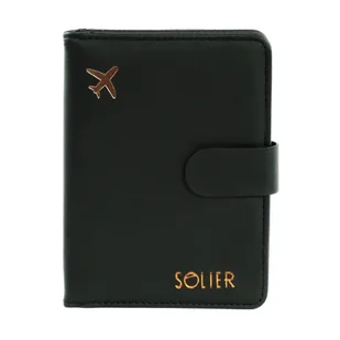 Organizer podróżny na dokumenty etui na paszport portfel Solier SW40 BLACK - Portfele - miniaturka - grafika 1