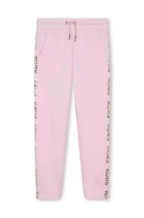 Spodnie i spodenki dla dziewczynek - Michael Kors spodnie dresowe bawełniane dziecięce kolor różowy z aplikacją - grafika 1