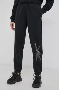 Reebok Spodnie damskie kolor czarny z nadrukiem - Spodnie damskie - miniaturka - grafika 1