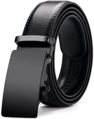 Paski - Męski Pasek Automat Czarny Klamra Metalowa Skóra - miniaturka - grafika 1