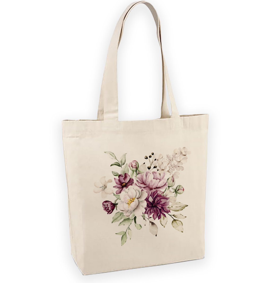 Torba bawełniana z nadrukiem kwiatów piwonii