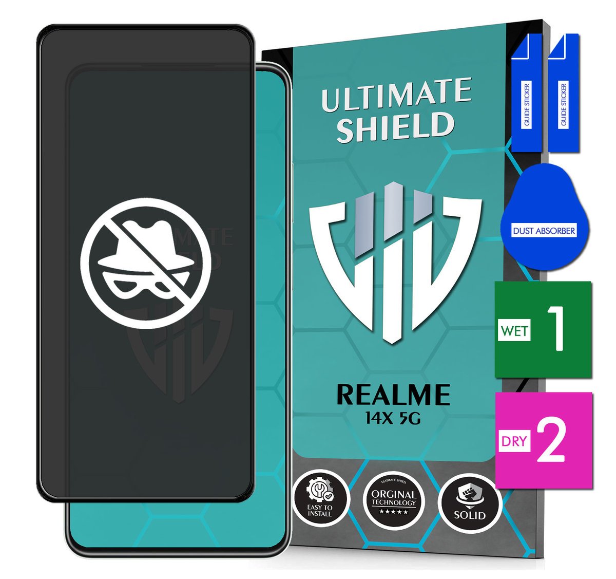 SZKŁO PRYWATYZUJĄCE DO REALME 14X 5G ANTYSZPIEGOWSKIE HARTOWANE 9H 5D