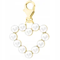 Bransoletki - Złota Zawieszka Serce z Białymi Perłami Serduszko Białe Perły SREBRO 925 - miniaturka - grafika 1