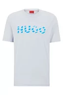 Koszulki męskie - HUGO Męski T-shirt Dulivio U232 z bawełny organicznej z nadrukiem logo 3D, Medium Grey36, S - miniaturka - grafika 1