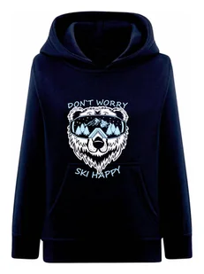 Chłopięca bluza z kapturem nadruk misia w goglach granatowa Tup Tup - Bluzy dla chłopców - miniaturka - grafika 1