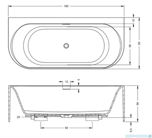 Riho Valor Back2wall wanna wolnostojąca BIAŁY MAT 170x72cm B131001105 - Wanny z hydromasażem - miniaturka - grafika 2