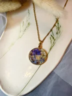 Naszyjniki - Piękny naszyjnik z kwiatami Niebieska Łąka - miniaturka - grafika 1