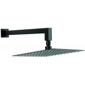 Deszczownice - Ferro deszczownica 25 cm kwadratowa z ramieniem ściennym czarny mat NPT14BL - miniaturka - grafika 1