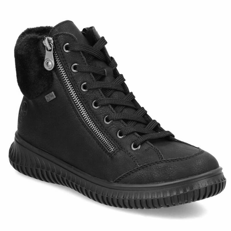 Rieker Botki Damskie Ocieplane Na Platformie Black-37