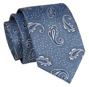 Krawaty i muchy męskie - Krawat - ALTIES - Niebieski, Duże Wzory Paisley - Alties - miniaturka - grafika 1