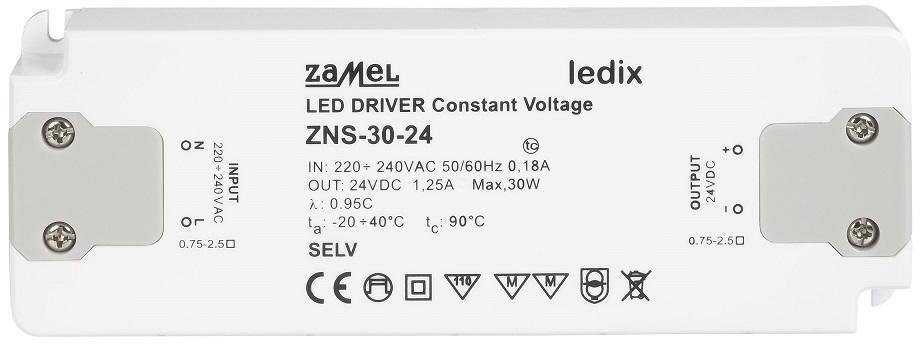 Zasilacz Zamel Zasilacz LED slim 30W 24V DC - ZNS-30-24