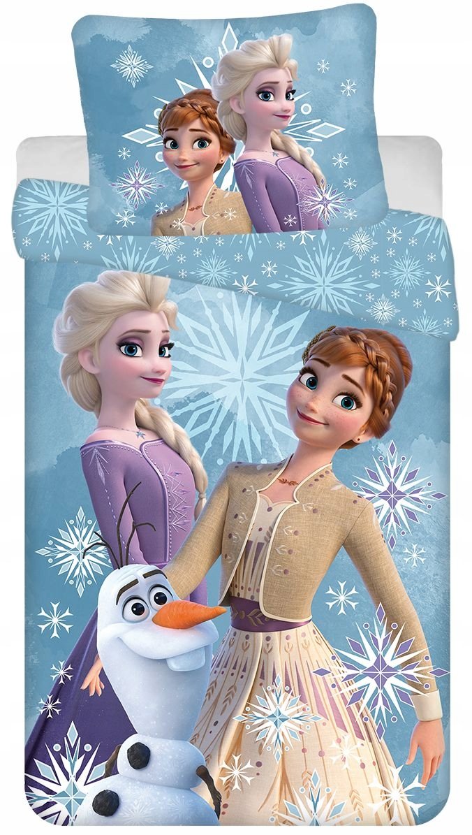 Pościel Frozen Pościel Kraina Lodu Anna Elsa I Olaf Płatki Śniegu 140x200