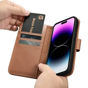 iCarer Wallet Case 2in1 etui iPhone 14 Pro skórzany pokrowiec z klapką Anti-RFID brązowy (WMI14220726-BN) - Etui i futerały do telefonów - miniaturka - grafika 16